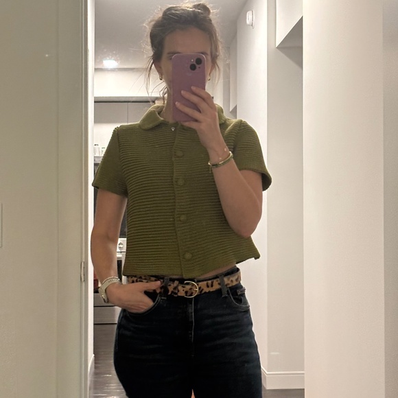 Cropped Cardigan Green knitted - Picture 1 of 6